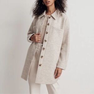 Madewell Women's Bouclé-Knit Sweater Jacket Button Front Long Sleeve Gray Sz  XL